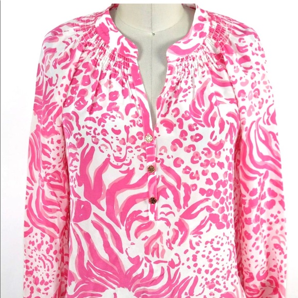 Lilly Pulitzer Pink Light Long Sleeve Blouse S - Picture 3 of 7